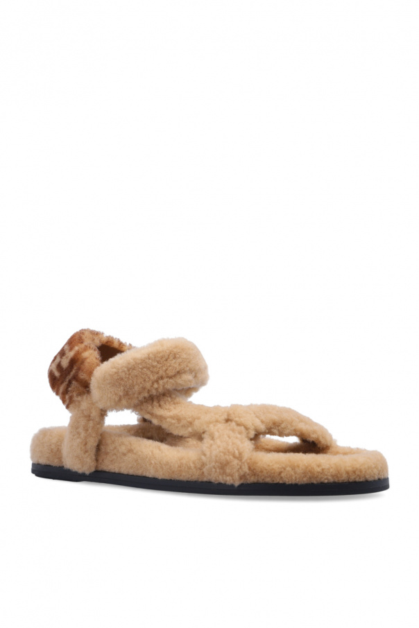 fendi feel brown satin sandals